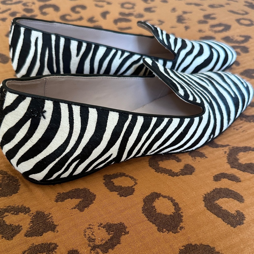 Calvin Klein Black and White Zebra Loafers - Picture 3 of 7